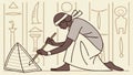 Ancient Scribe Writing with Hieroglyphs and Pyramids Vector, vector design Generative AI Royalty Free Stock Photo