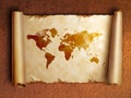 Ancient scroll map with curled edges Royalty Free Stock Photo