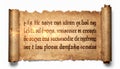 Ancient Scroll with Mysterious Script on White Royalty Free Stock Photo