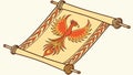 Ancient Scroll with Phoenix Bird Vector, vector design Generative AI Royalty Free Stock Photo