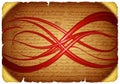 Ancient scroll with red infinity symbol overlay Royalty Free Stock Photo