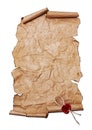 Ancient scroll with red seal wax