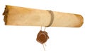 Ancient scroll with wax seal. Old paper sheet Royalty Free Stock Photo