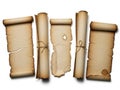 Ancient scrolls isolated on white background Royalty Free Stock Photo