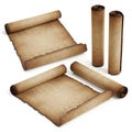 Ancient scrolls isolated on white background Royalty Free Stock Photo