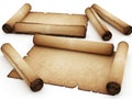 Ancient scrolls isolated on white background Royalty Free Stock Photo
