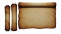 Ancient scrolls isolated on white background Royalty Free Stock Photo