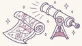 Ancient Scrolls and Telescope for Historical Discovery, vector design Generative AI Royalty Free Stock Photo