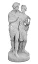 Ancient sculpture of Bacchus and Ariadne. Marble man and woman statue isolated on white background. Royalty Free Stock Photo