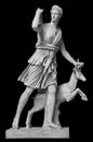 Ancient sculpture Diana Artemis. Goddess of of the moon, wildlife, nature and hunting. Classic white marble statuette