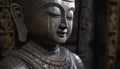 Ancient sculpture of meditating Buddha, a famous spiritual monument generated by AI
