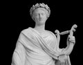 Ancient sculpture of muse. Statue woman with lyre isolated photo with clipping path Royalty Free Stock Photo