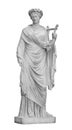 Ancient sculpture of muse. Statue woman with lyre isolated photo with clipping path Royalty Free Stock Photo