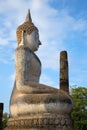 Ancient sculpture of a seated Buddha at the ruins of the temple Wat Chana Songkhram. S Royalty Free Stock Photo