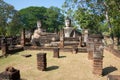 Ancient sculptures of Buddha on the ruins of the Buddhist temple of Wat Phra Kaeo of the city Kampaeng P Royalty Free Stock Photo