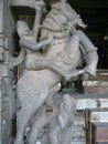 Ancient sculptures in the hall of the Varadaraja Perumal temple in the historic