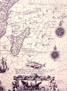 Ancient sea chart, details