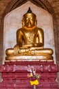 Ancient Seated Buddha Image in Buddhist temple at Bagan