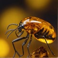 Ancient Secrets Unveiled Yellow Insect Preserved in Amber Royalty Free Stock Photo