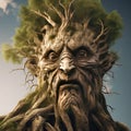 An ancient sentient tree with a face Royalty Free Stock Photo