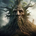 An ancient sentient tree with a face Royalty Free Stock Photo