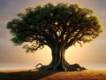 Ancient Sentinel: A Majestic Tree Under Golden Light Royalty Free Stock Photo