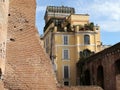 Ancient seventeen- century yellow building of the Grillo to Rome in Italy. Royalty Free Stock Photo