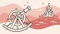 Ancient Sextant by Castle: Navigating Historical Paths, vector design Generative AI Royalty Free Stock Photo