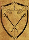 Ancient Shield of Arms on Brown Crackled Surface