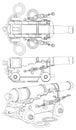 Ancient Ship Artillery Gun Vector Royalty Free Stock Photo