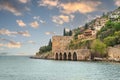 Ancient shipyard near Alanya Red Tower on a sunny day Royalty Free Stock Photo