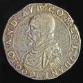 Ancient silver coin of republic of genoa italy Royalty Free Stock Photo