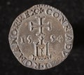 Ancient silver coin of republic of genoa italy Royalty Free Stock Photo