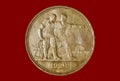 Ancient silver coin 1 ruble 1924 on a red background Royalty Free Stock Photo