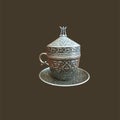 Ancient silver turkish coffee cup