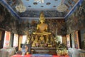 Ancient sitting Buddha image in a Church of Bang Nom Kho Temple. Located at Ayutthaya old capital city in Thailand.