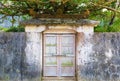 An ancient small door in Shuri castle in Okinawa, Japan