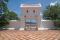 Ancient Songkhla National Museum is white building and red door , red window - Chinese style at Songkhla Thailand Royalty Free Stock Photo