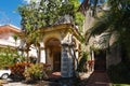 Ancient spanish colonial architecture villa in Old Havana. Immersed in greenery Royalty Free Stock Photo