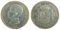 Ancient Spanish silver coin of King Alfonso XIII 1903