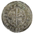 Ancient Spanish silver coin of the King Felipe V. 1716. Coined in Madrid