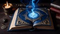 Ancient Spellbook with Illuminated Pages
