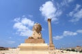 Ancient Sphinx statue and Pompey's pillar Royalty Free Stock Photo
