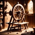 ancient spinning wheel , AI-generatet