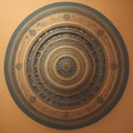 an ancient spiral pattern on a brown background. generative ai