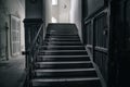 An ancient staircase in a beautiful abandoned manor house.