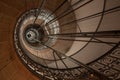 Ancient staircase inside the highest Portuguese Lighthouse `Farol da Barra`. Royalty Free Stock Photo