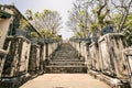 Ancient stairway on sunlight and tree Royalty Free Stock Photo