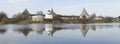 Ancient Staraya Ladoga fortress in a spring (panorama). Leningrad region, Russia Royalty Free Stock Photo