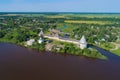 Ancient Staroladozhskaya fortress aerial photography. Leningrad region, Russia